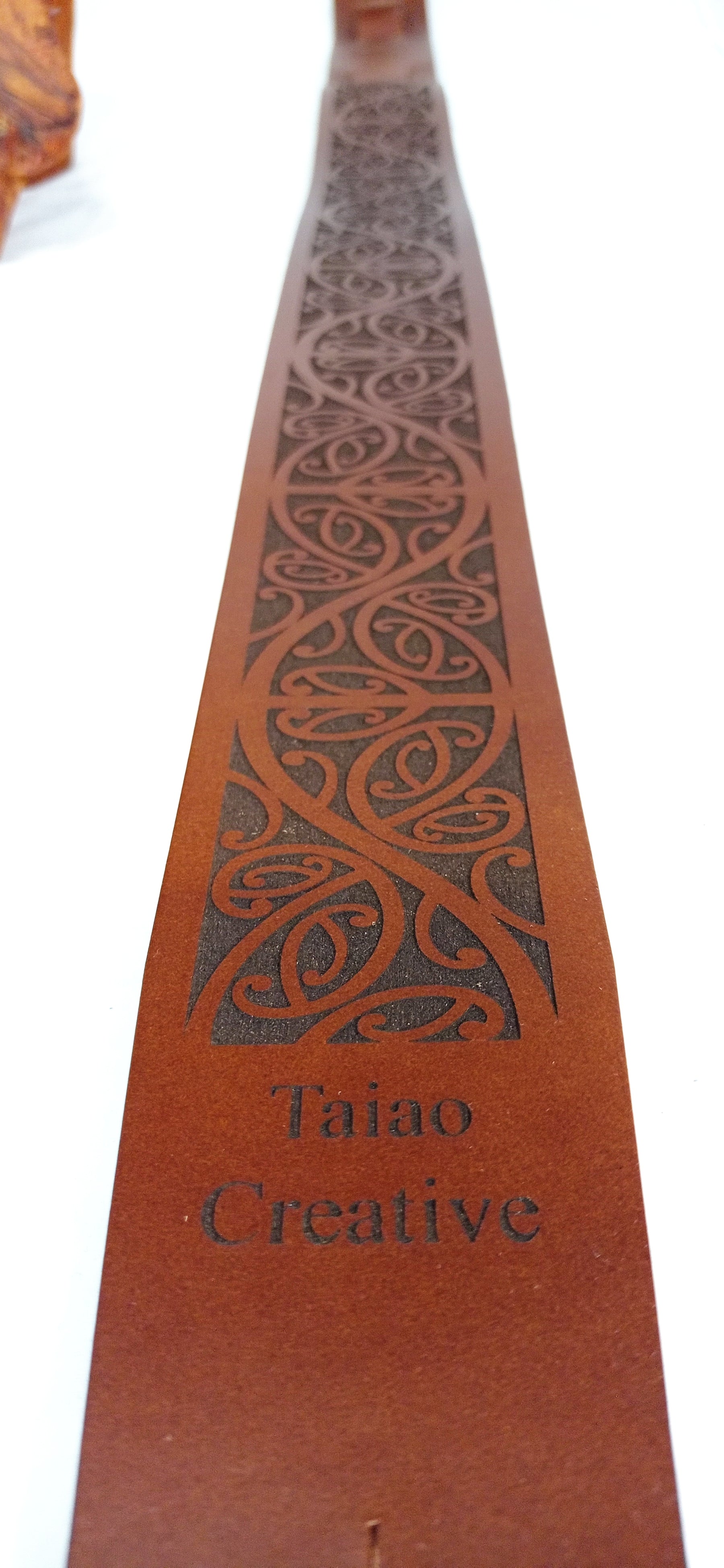 Maori Designed Leather Guitar Strap 